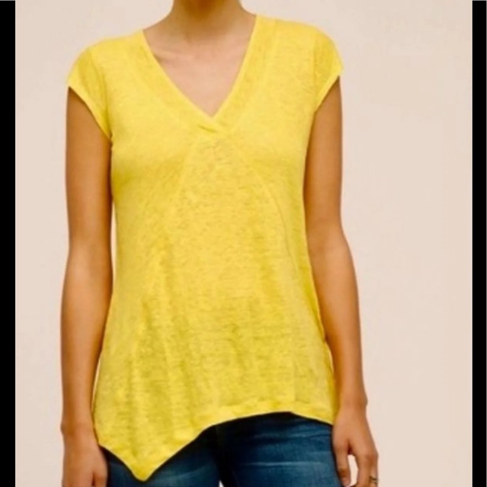 Anthropologie Meadow Rue Yellow Linen Top